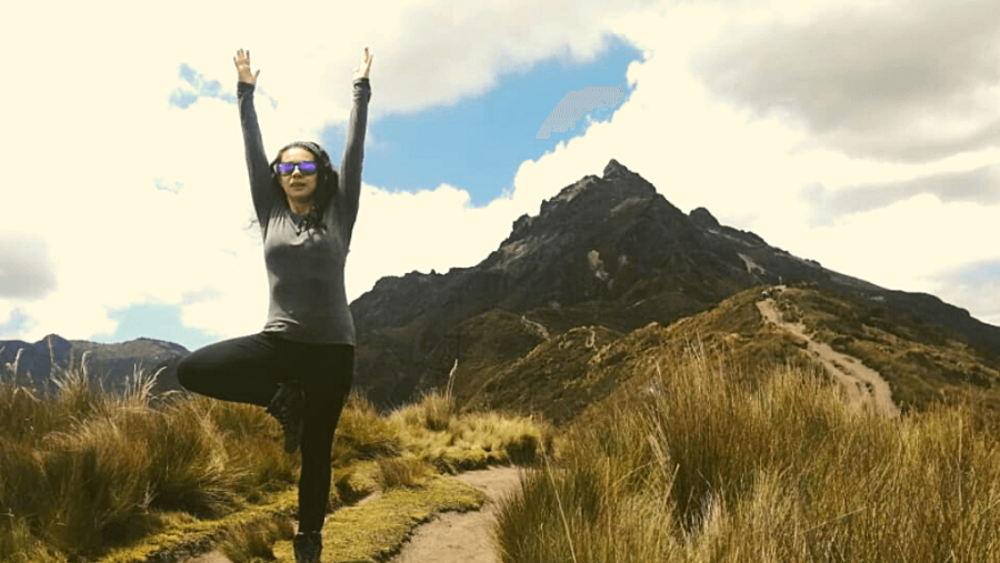 Yoga with a view of Andes mountains