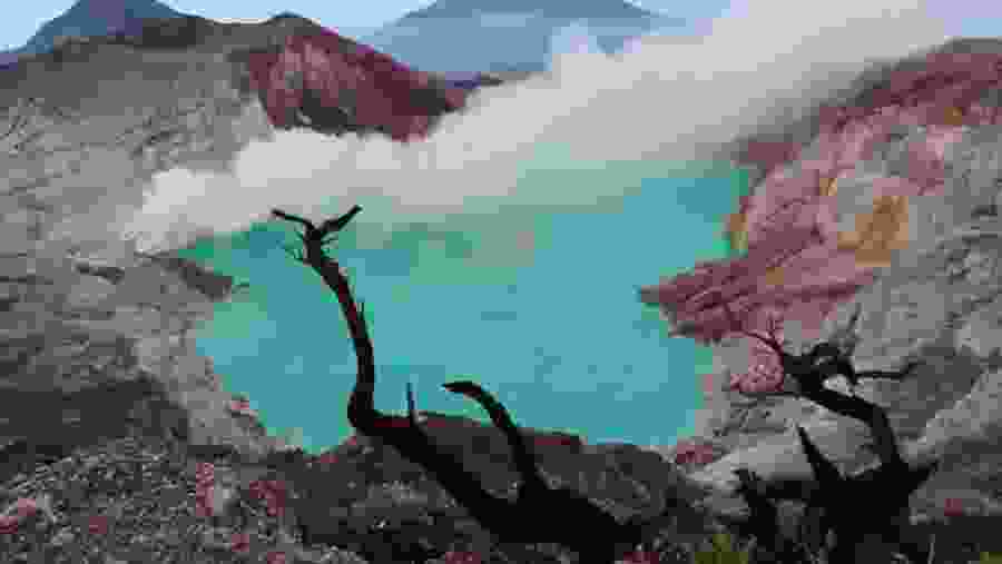 The biggest acidic crater in the world at Mt Ijen