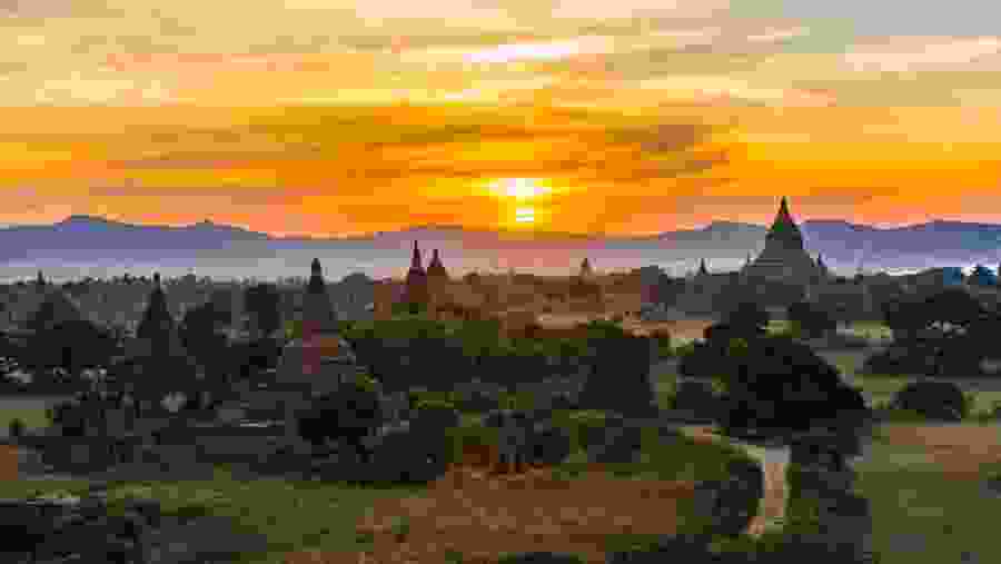 Marvel at Beautiful Stupas and Sunset