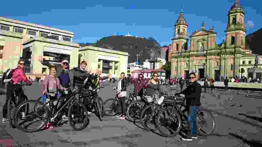Tourists Posing With Their Bikes in La Candelaria