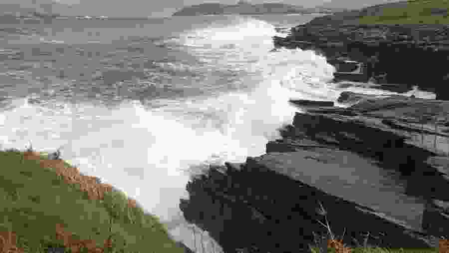 Valentia Island surrounded by the Atlantic Ocean