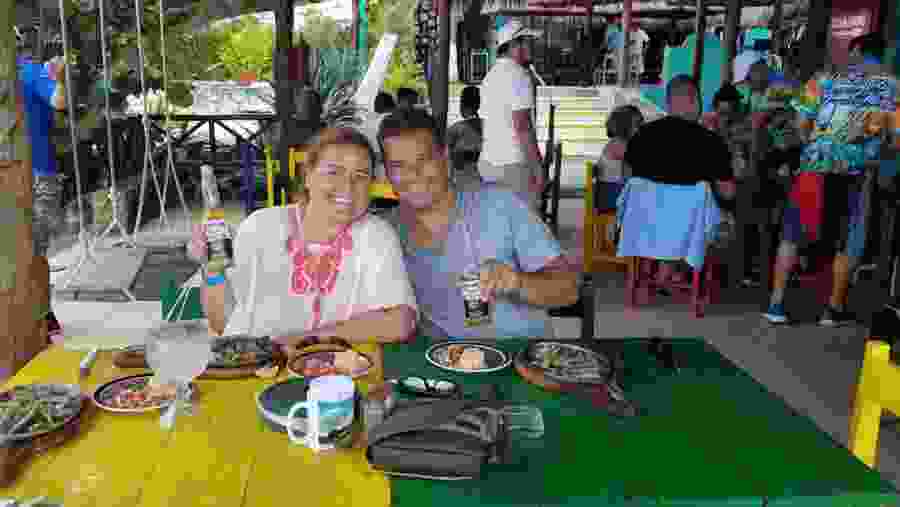 Happy tourists at the Beach Club