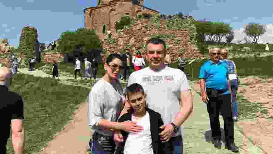 Travelers at the Jvari Monastery