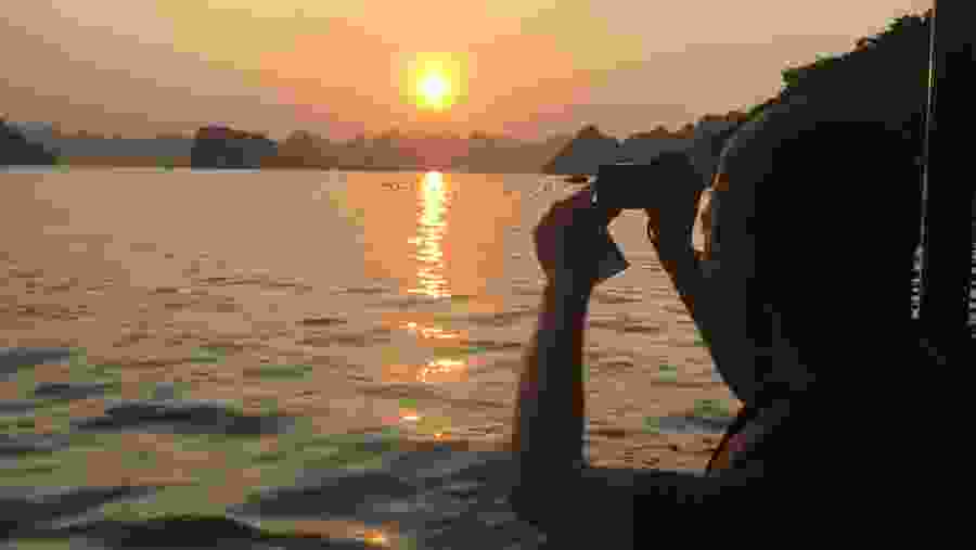 Sunset over Ha Long Bay