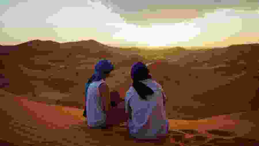 Enjoying the sunset inside the Erg Echebi dunes