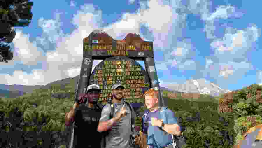 Travellers in at the Machame camp of the Kilimanjaro National Park