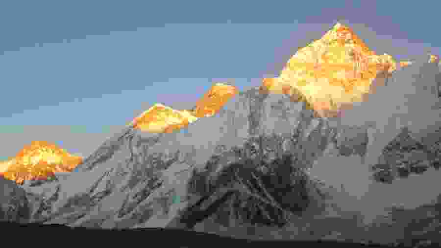 View of the snow peaks of Everest