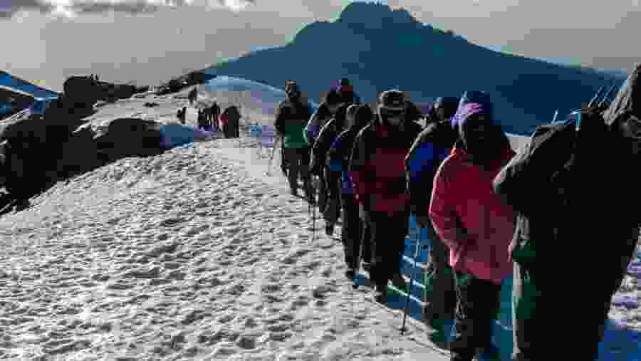 Trekkers on Mount Kilimanjaro