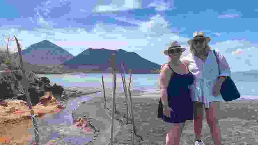 Hot Springs with Mt Tavurvur volcano in the background