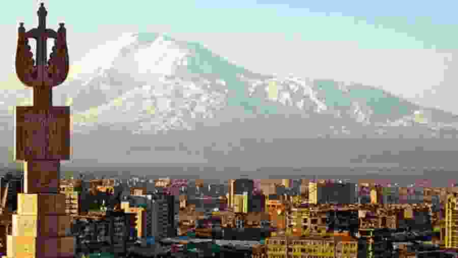 Yerevan at the foot of mt. Ararat