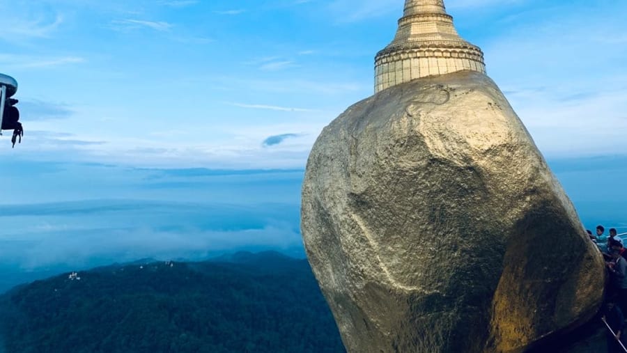 Admire the Golden Rock Pagoda in Kyaiktiyo