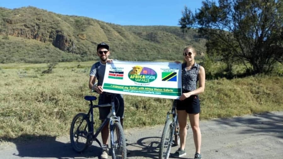 Cycling through Hell's Gate National Park in Nairobi, Kenya