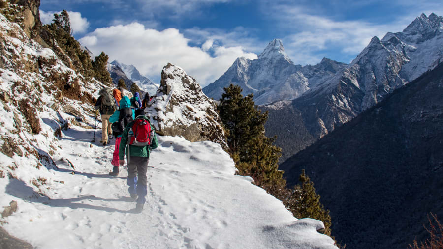 Trekking on the mountain peaks