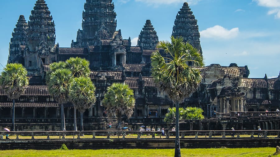 Angkor Wat, located in northwest Cambodia, the largest religious structure in the world by land area