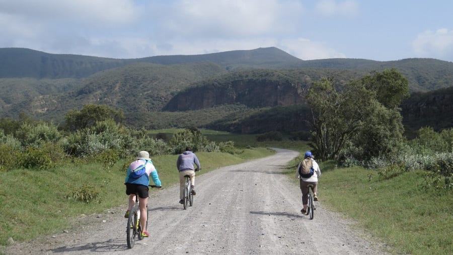 Travellers cycling