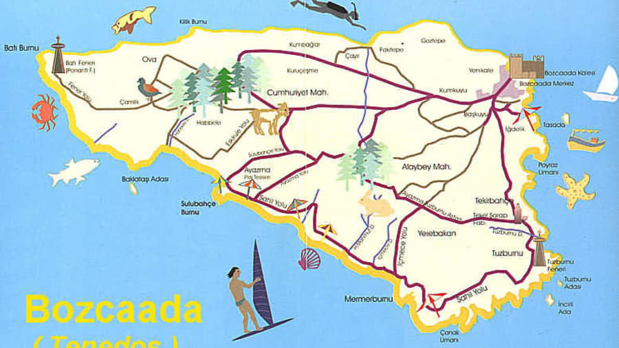 Map of Bozcaada Island