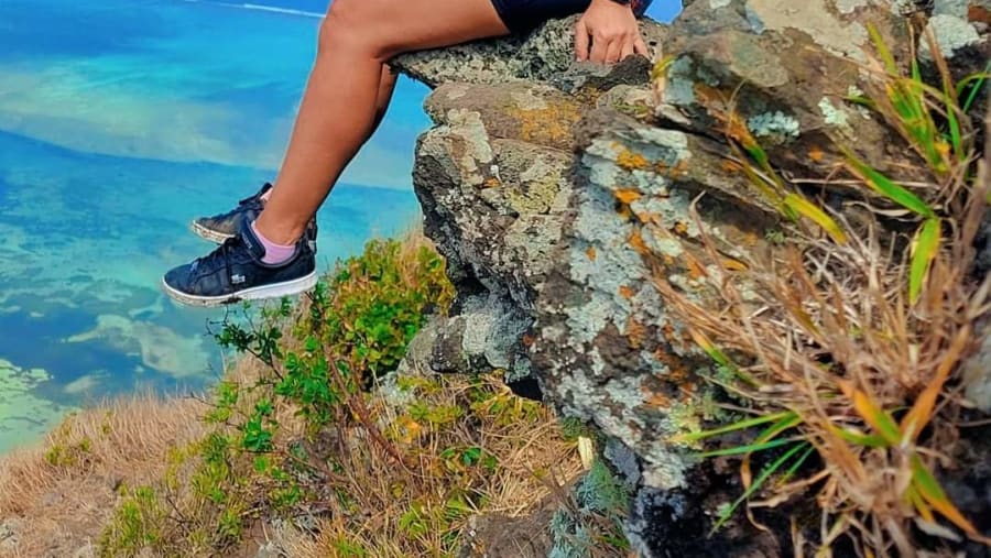 Explore scenic views from a cliff at Mauritius