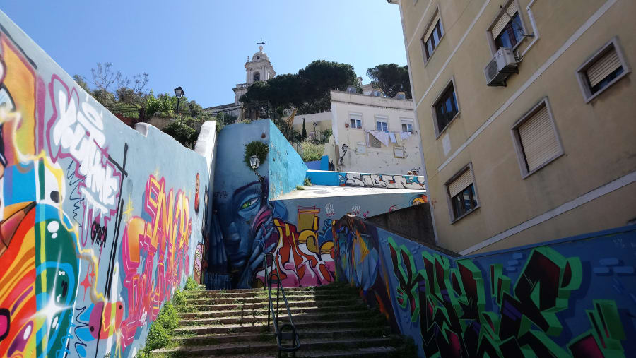 Vibrant Neighborhood with Street Art, Lisbon