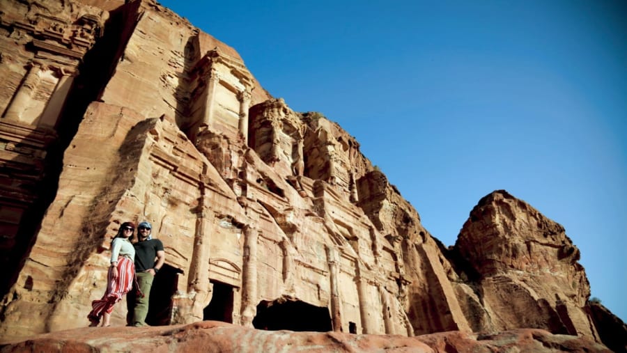 Tourists in Petra ruins