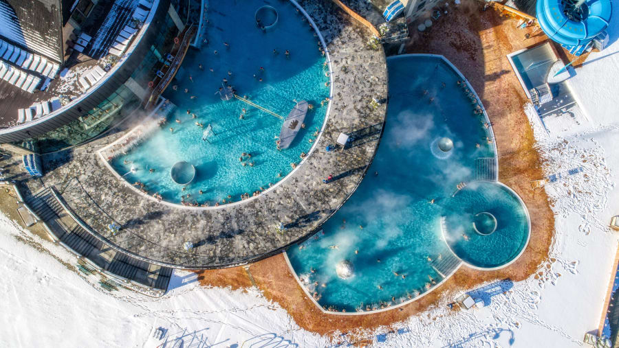 Aerial View of the Pools
