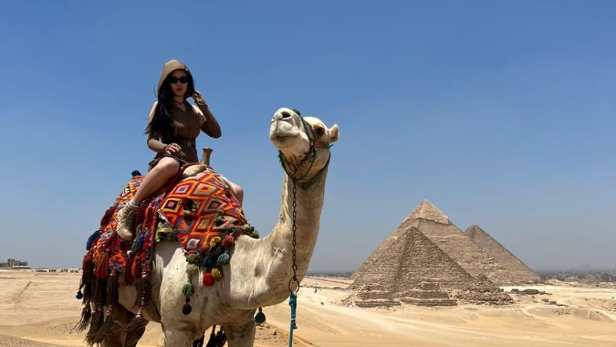 Camel riding nearby The Pyramids of Giza