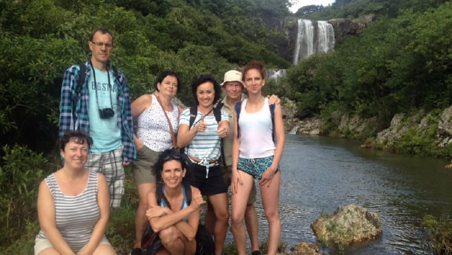 Travellers at Tamarind Falls