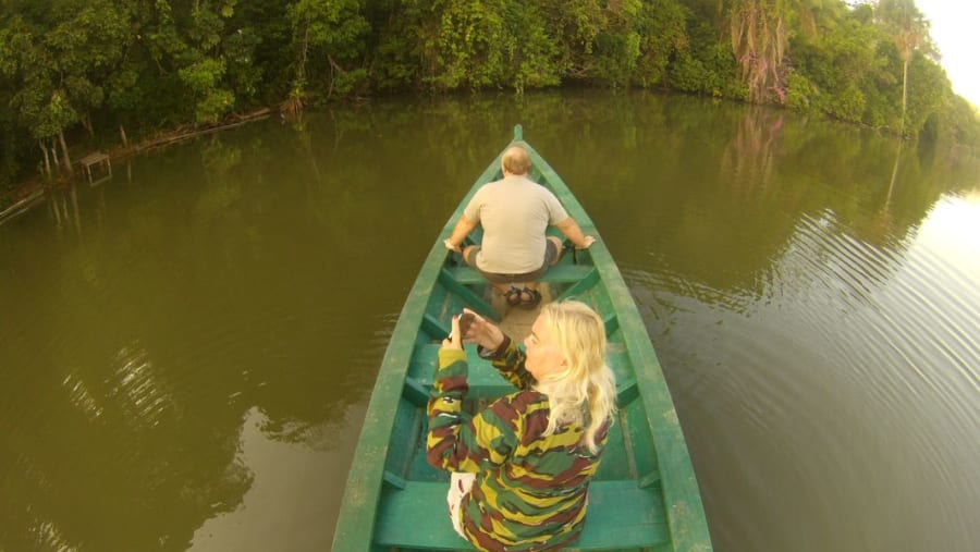Looking for giant river otters on Lake Sandoval