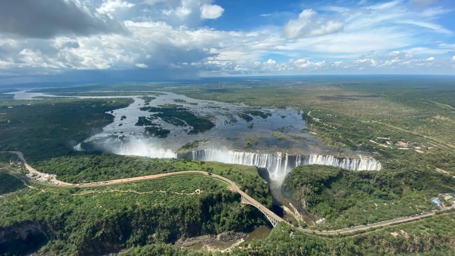 Bridge in Victoria falls between Zambia and Zimbabwe