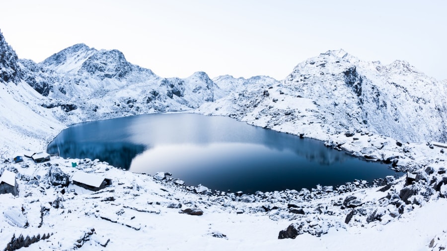Gosainkunda Lake in winters