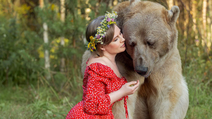 Russian with a Grizzly Bear