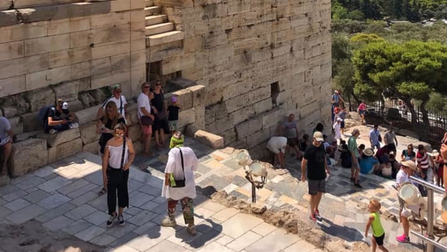 Travelers at the Acropolis of Athens
