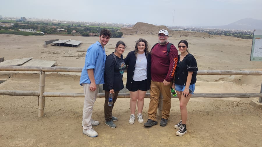 Travelers visiting the Temples