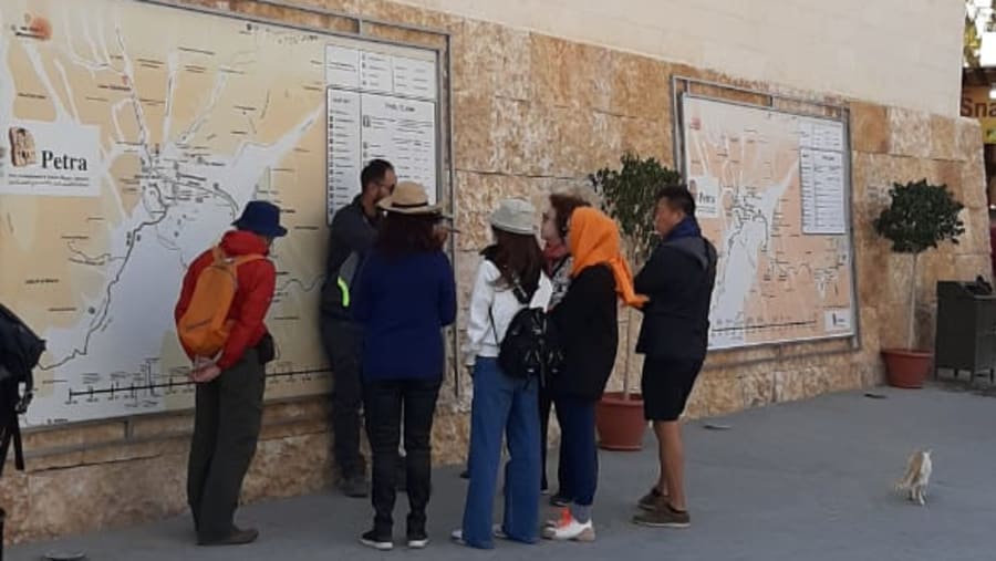 Guide Briefing the Tourists in Petra