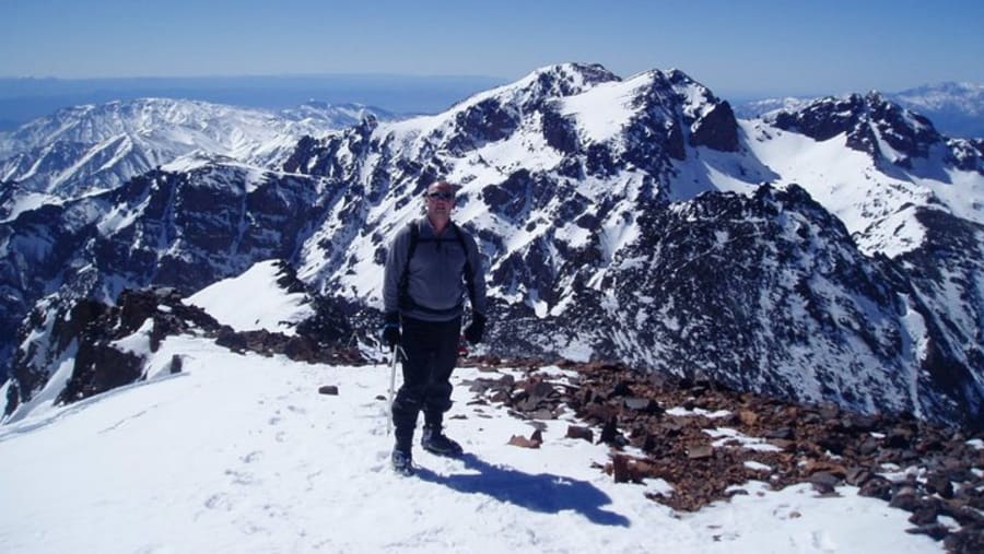 Travelers trekking Toubkal