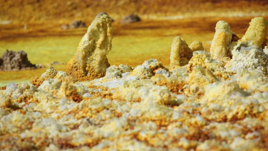 Small hot spirngs of Dallol volcano,