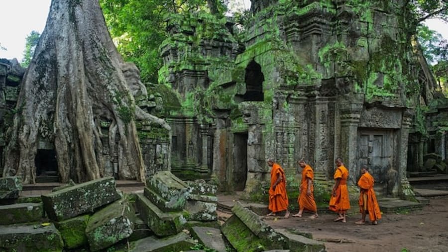 Monks in the Ta Prohm Temple