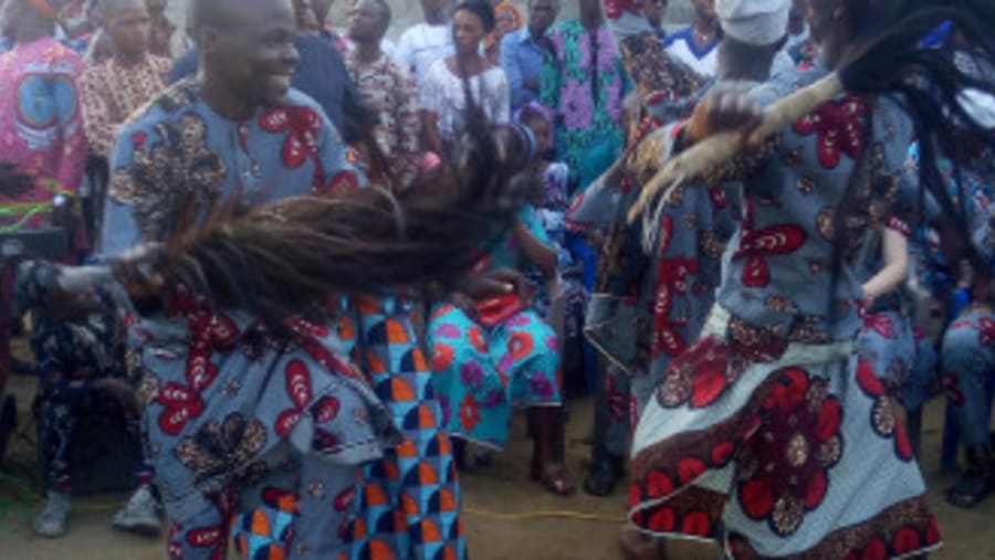 Festival Agahoun of Ganvié dancing by your tour guide Jonas