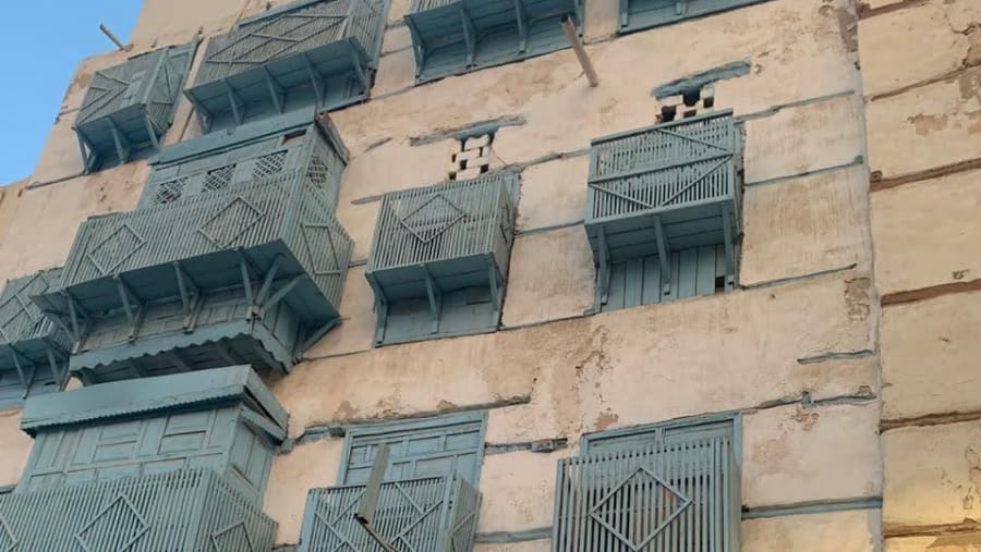 Windows of a house in the city