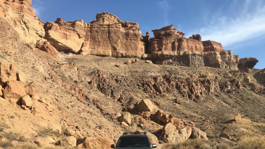 Riding across the canyon