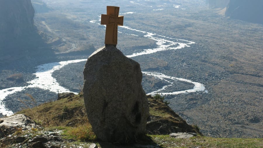 Cross on the peak of the mountain