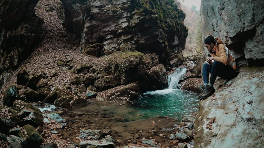 River flowing through the canyon