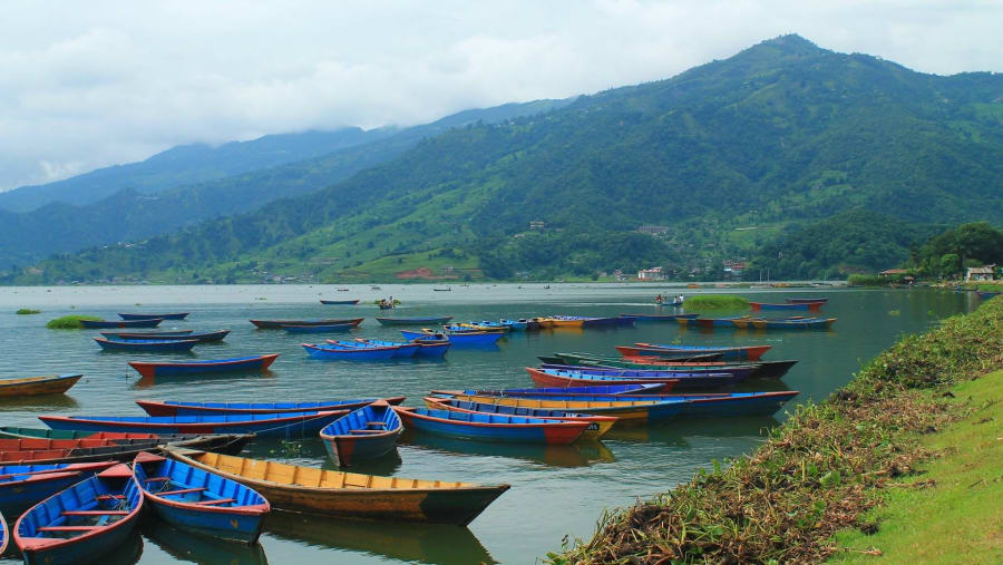 View of the Annapurna Mountains from Pokhara
