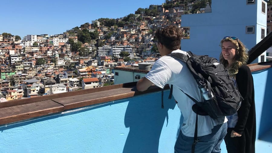 Tourists observing favelas of Rio de janeiro