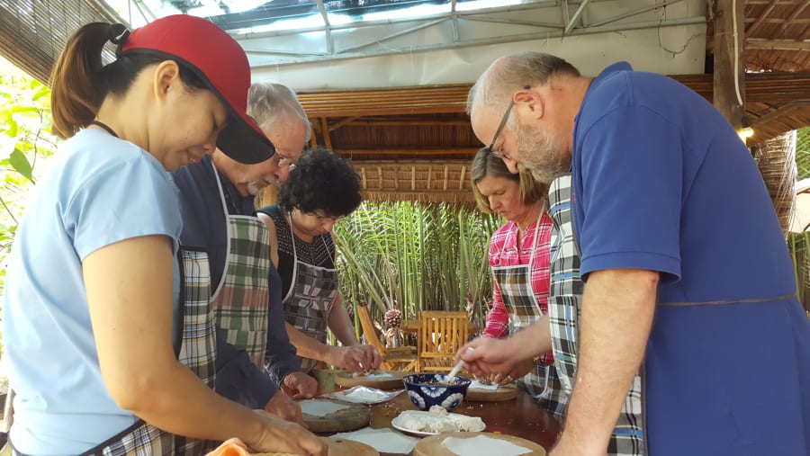 Learning how to cook some specialties in Hoi An countryside