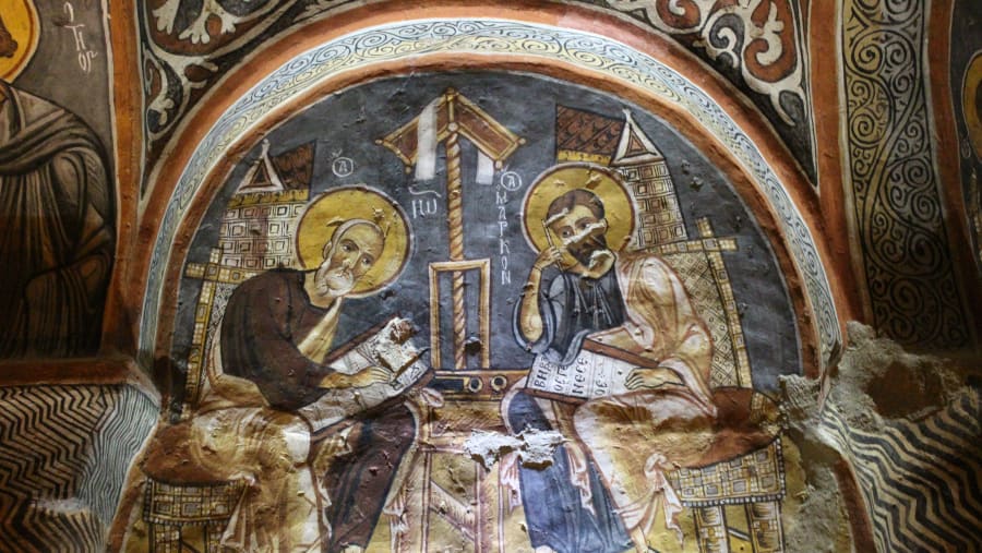 Ancient Murals In Ephesus, Turkey
