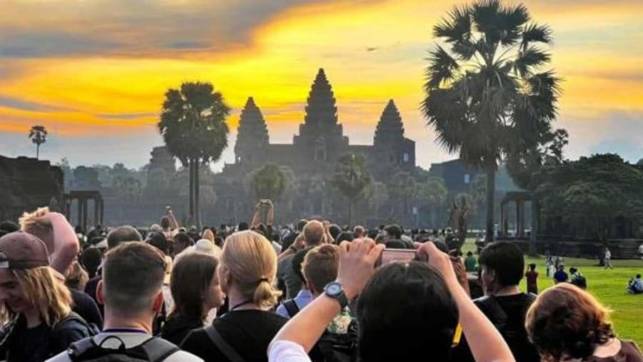 Angkor Wat, a renowned temple complex in Cambodia.