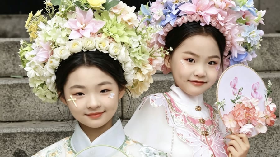 Traditional Hairpin Flower Costume