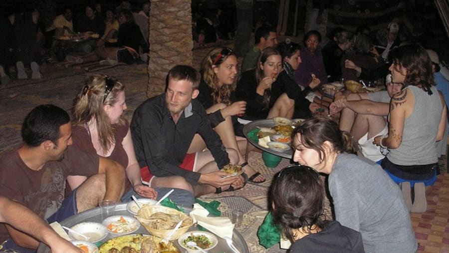 Enjoying a Bedouin Dinner