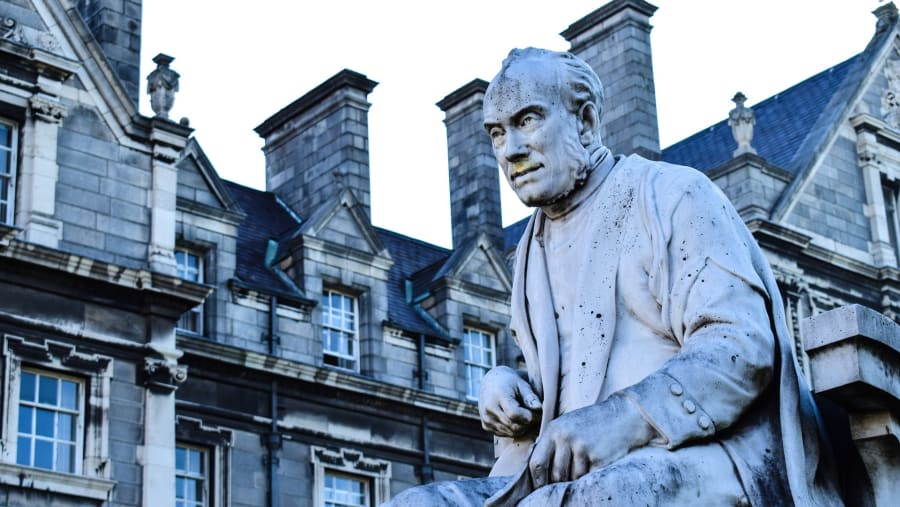 Statue by the Library of Trinity College Dublin
