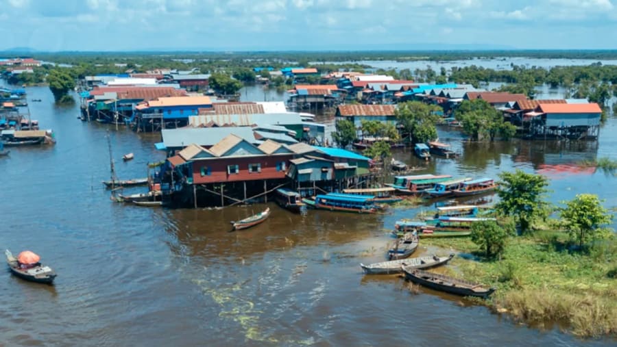 Floating village on Tonlé Sap Lake in Cambodia